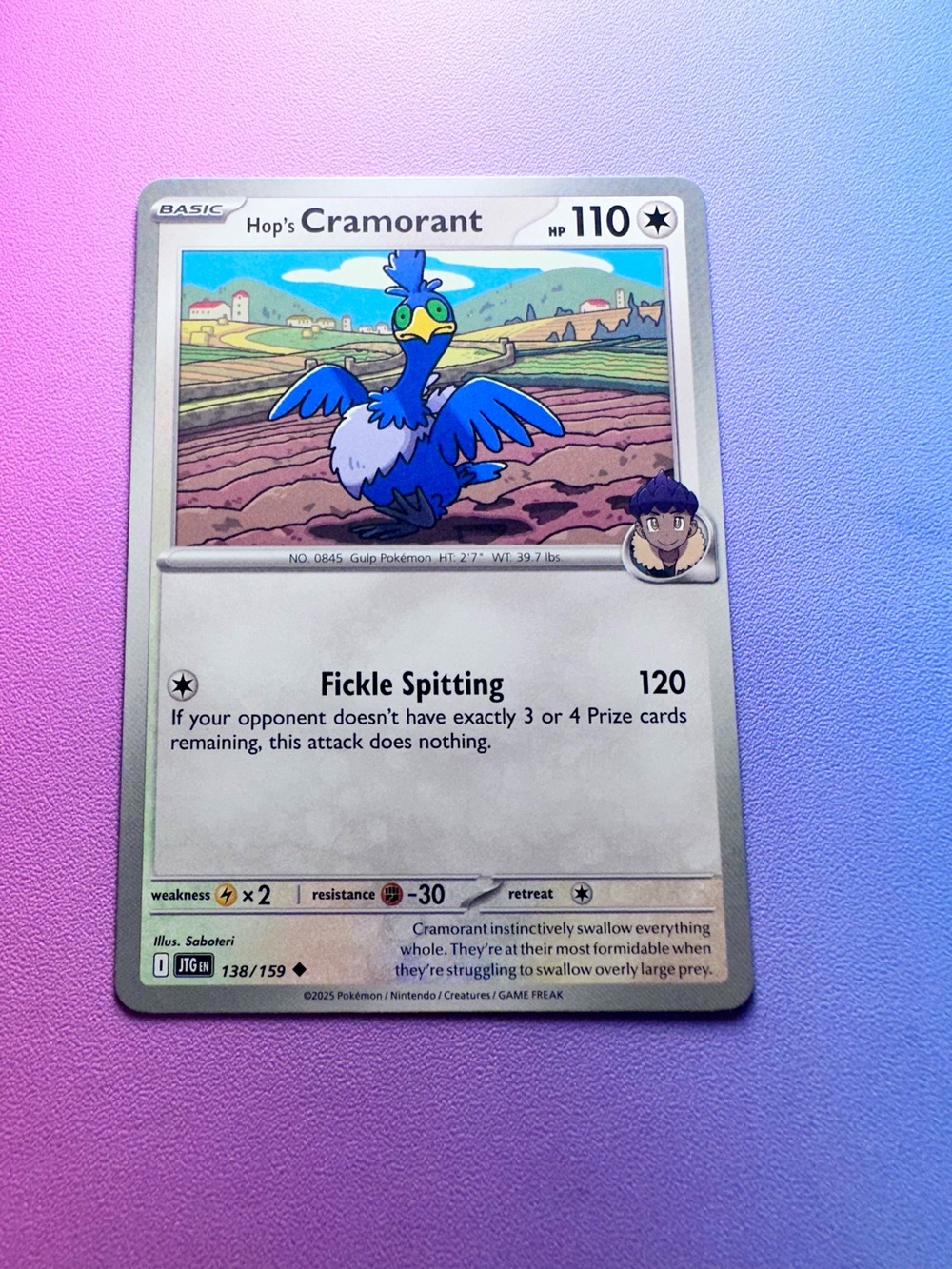hop’s cramorant - 138/159 (uncommon) — pokémon: journey together